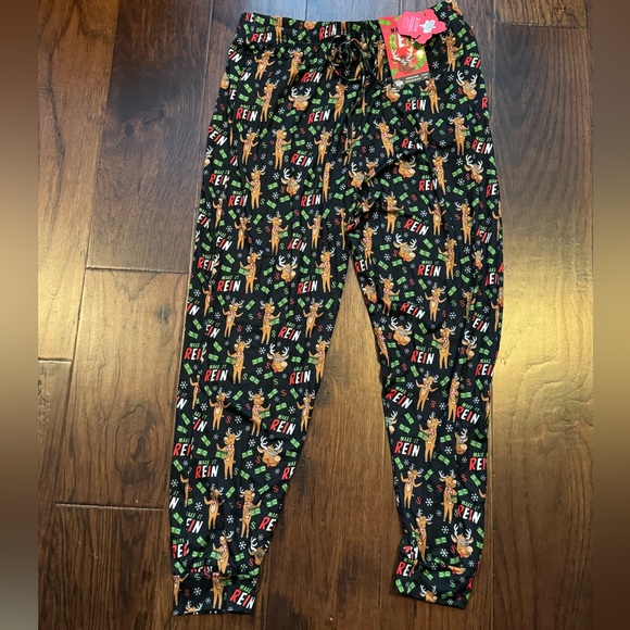 NWT Reindeer Money Rein Christmas Reindeer Pajama Lounge Pants Mens Size Large - Picture 1 of 7